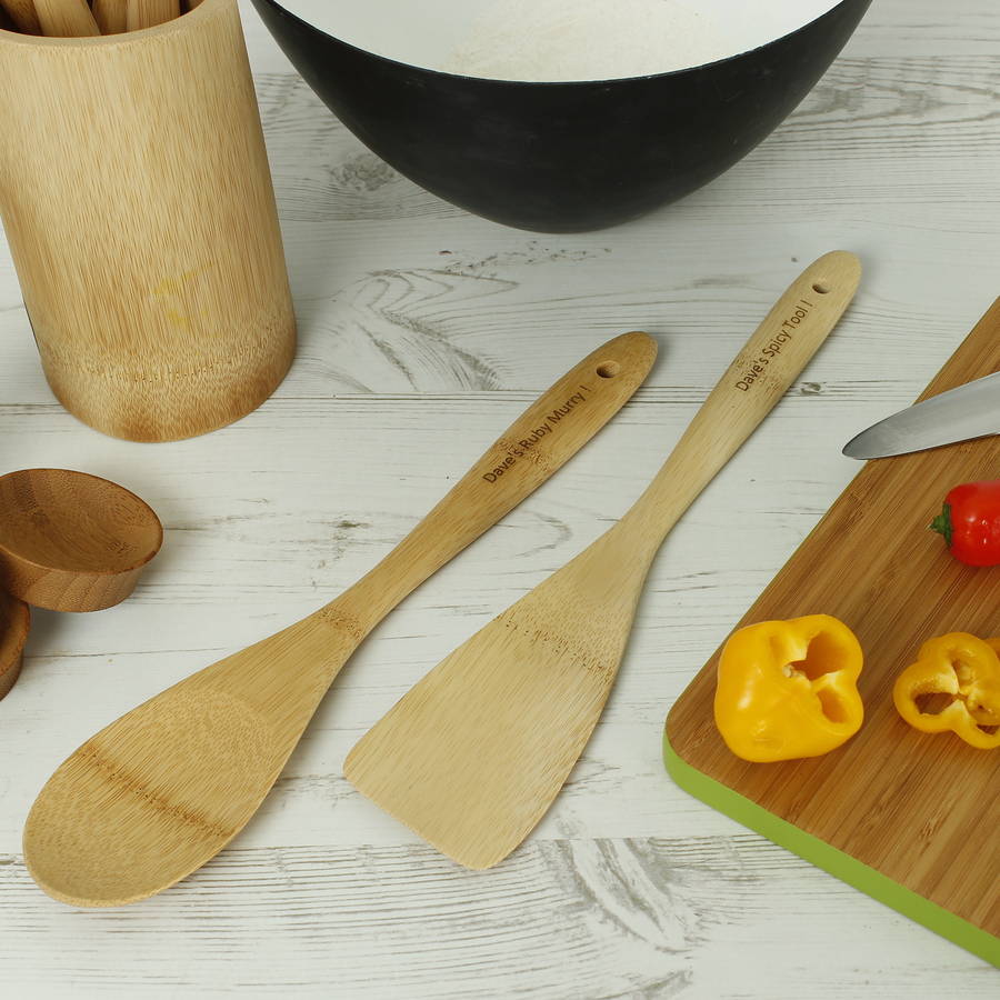 Personalised Organic Bamboo Utensils Set By Green Tulip