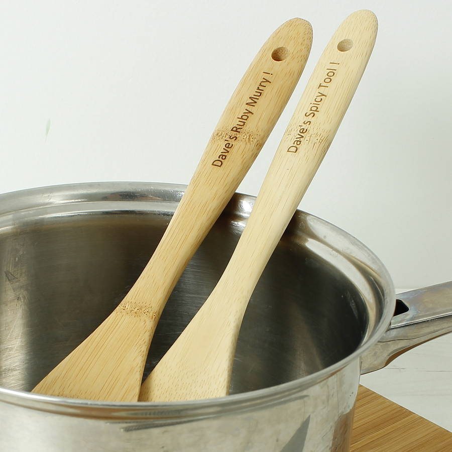 Personalised Organic Bamboo Utensils Set By Green Tulip