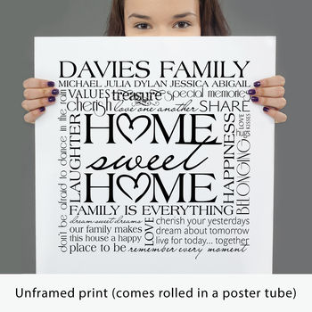 Personalised Family 'Home Sweet Home' Art, 5 of 8