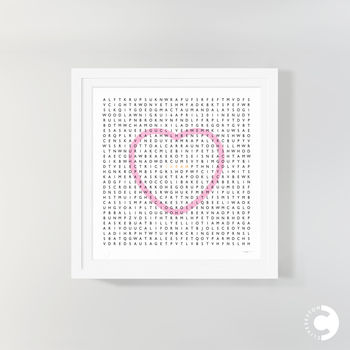 Personalised Word Search Print With Heart, 4 of 5