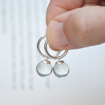 Glass Ball Dangle Earrings With Sterling Silver Hoops, 2 of 4