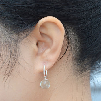 Glass Ball Dangle Earrings With Sterling Silver Hoops, 4 of 4