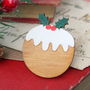 Wooden Christmas Pudding Brooch, thumbnail 3 of 6
