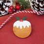 Wooden Christmas Pudding Brooch, thumbnail 1 of 6