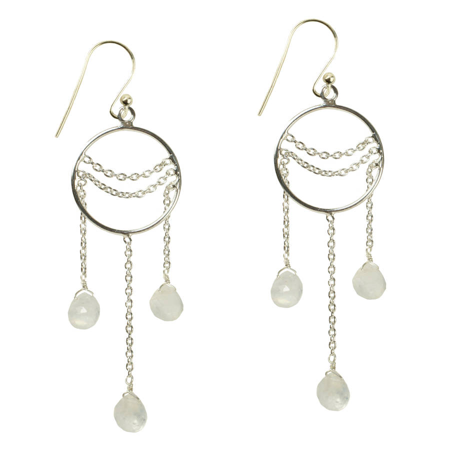 Amelia Earrings Moonstone And Silver By Flora Bee | notonthehighstreet.com