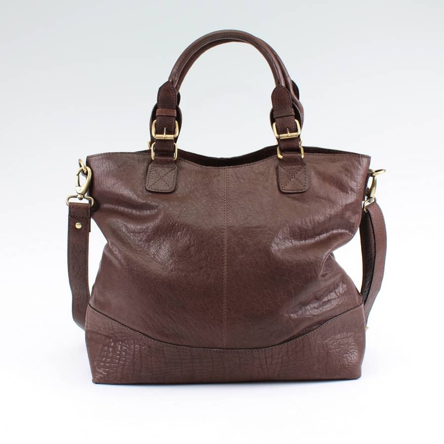 brown leather handbag tote by the leather store | notonthehighstreet.com