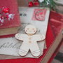Wooden Gingerbread Man Brooch, thumbnail 3 of 5