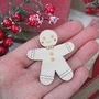 Wooden Gingerbread Man Brooch, thumbnail 4 of 5