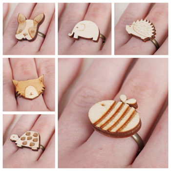 Wooden Animal Rings, A Choice Of 14 Animals, 2 of 12
