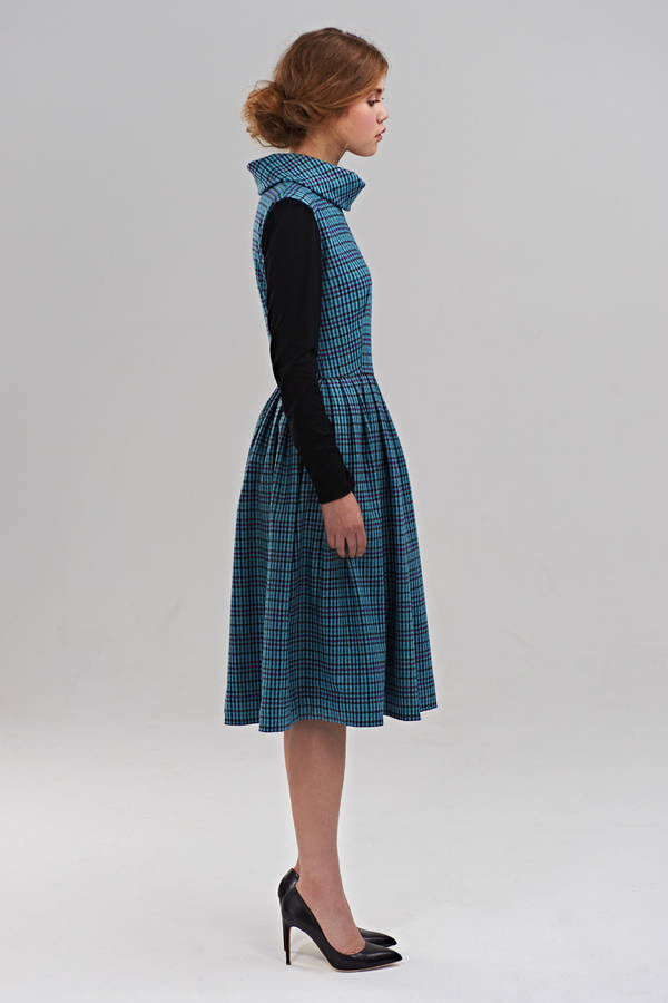 black and blue checkered dress