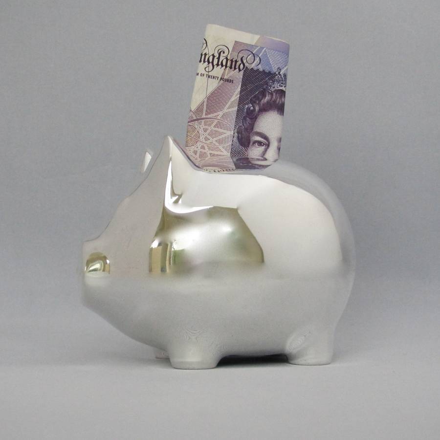 Silver Plated Piggy Bank By Chapel Cards