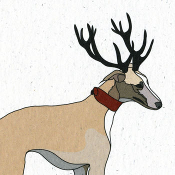 Illustrated Greyhound Deer Blank Card, 2 of 2