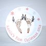 Child's Hand And Feet Print Reindeer Plate, thumbnail 3 of 3