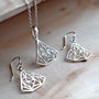 Sterling Silver Dangly Art Deco Triangles Earrings, thumbnail 3 of 6