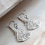 Sterling Silver Dangly Art Deco Triangles Earrings, thumbnail 2 of 6