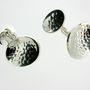 Sterling Silver Hammered Ellipse Cufflinks, thumbnail 2 of 4