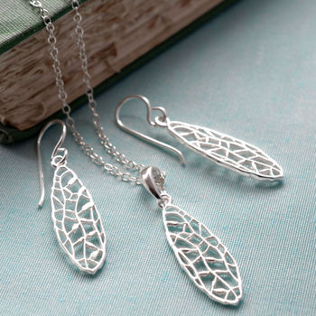 Sterling Silver Dangly Dragonfly Wing Earrings, 2 of 5