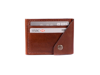 Leather Credit Card Wallet With Brass Popper, 6 of 8