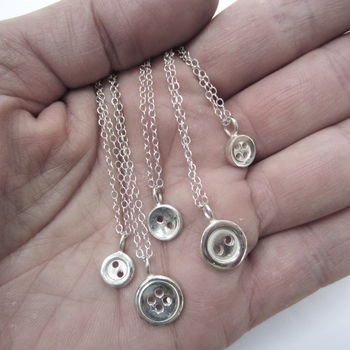 Handmade Sterling Silver Button Necklace, 2 of 2