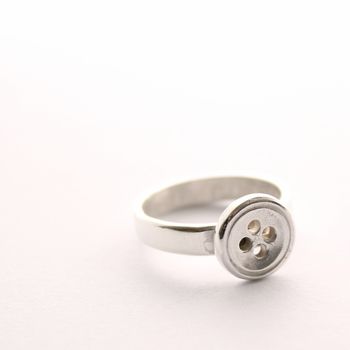 Handmade Sterling Silver Button Ring, 2 of 3