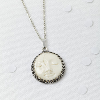 Silver Plated Carved Moonphase Necklace, 3 of 5