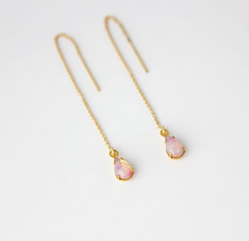 earrings threader teardrop filled gold notonthehighstreet