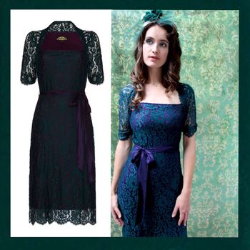 Party Dress In Emerald And Blackcurrant Lace, 2 of 6