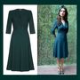 1940s Style Dress In Emerald Green Crepe, thumbnail 5 of 5