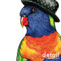 Rainbow Lorikeet In A Bowler Hat Unframed Print, thumbnail 3 of 3