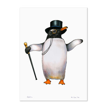 Penguin In A Top Hat Unframed Print, 2 of 3