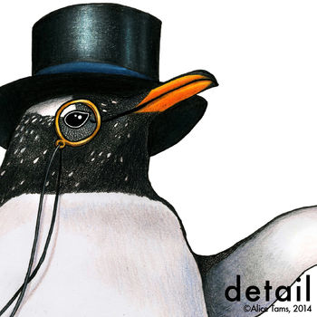 Penguin In A Top Hat Unframed Print, 3 of 3