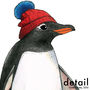 Penguin Couple In Matching Bobble Hats Unframed Print, thumbnail 3 of 3