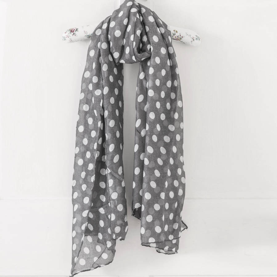 Grey And White Spotty Scarf By Lola & Alice | notonthehighstreet.com