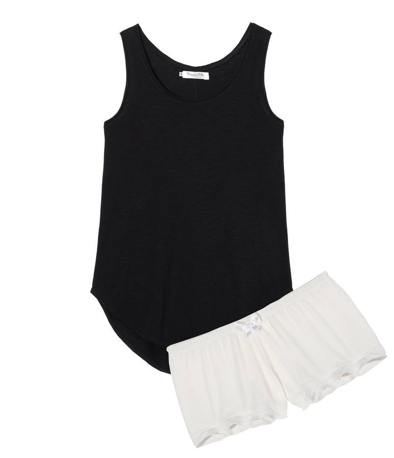 Black Tank Top With Ivory Shorts By MaybeBlu | notonthehighstreet.com