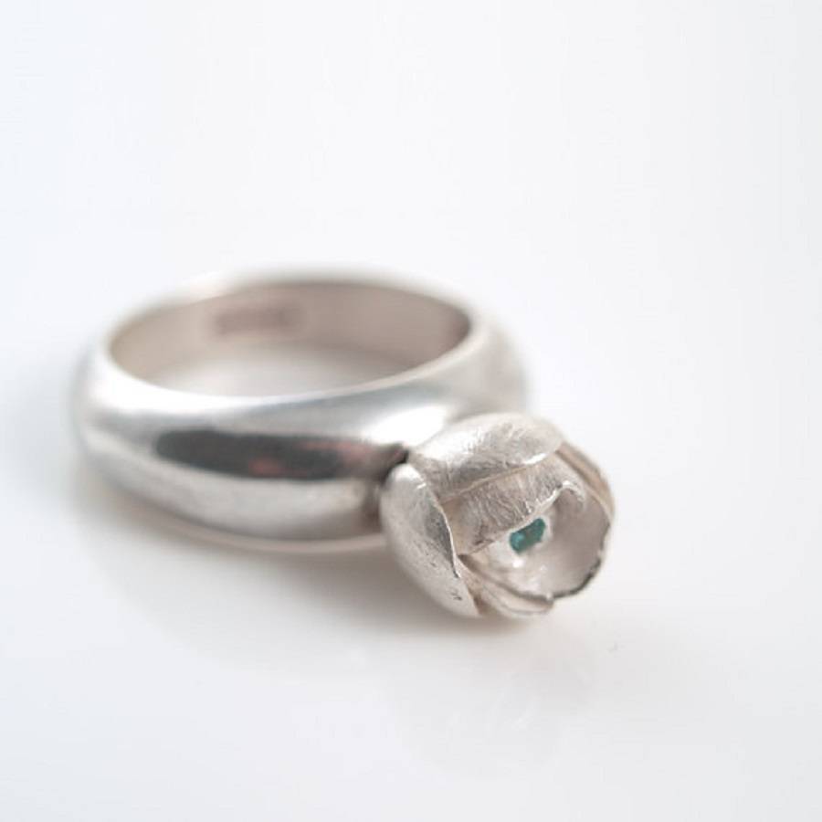 emerald flower ring in sterling silver by maapstudio ...
