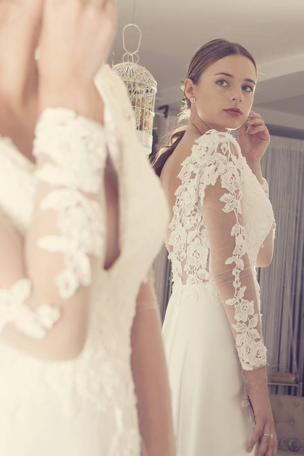 Long Sleeves Soft White Wedding Dress By Elliot Claire London