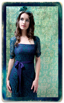 Party Dress In Emerald And Blackcurrant Lace, 6 of 6