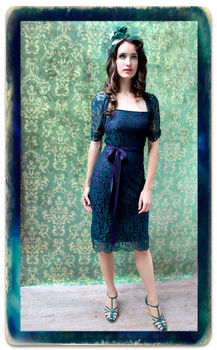 Party Dress In Emerald And Blackcurrant Lace, 3 of 6
