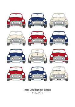 Personalised Mini Cooper Car Print, 5 of 11