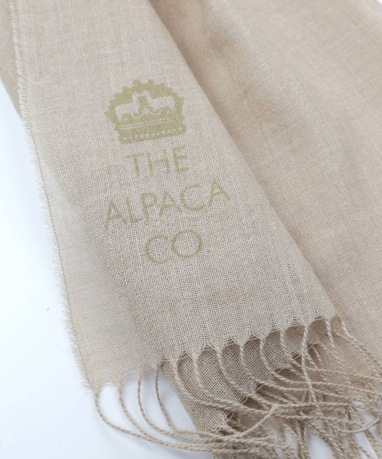 The Alpaca Co. Monogrammed Scarf Natural, 1 of 7