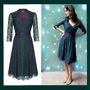 1950s Style Full Skirted Dress In Emerald And Lace, thumbnail 2 of 5