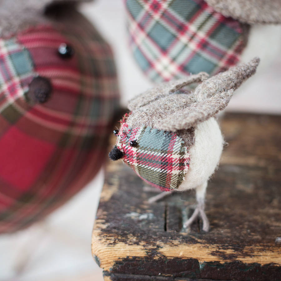 Diddy Tartan Felt Standing Robin By armstrong ward | notonthehighstreet.com