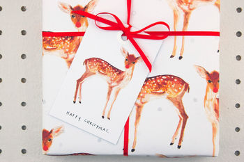 Fawn In The Snow Eco Friendly Christmas Wrapping Paper, 3 of 5