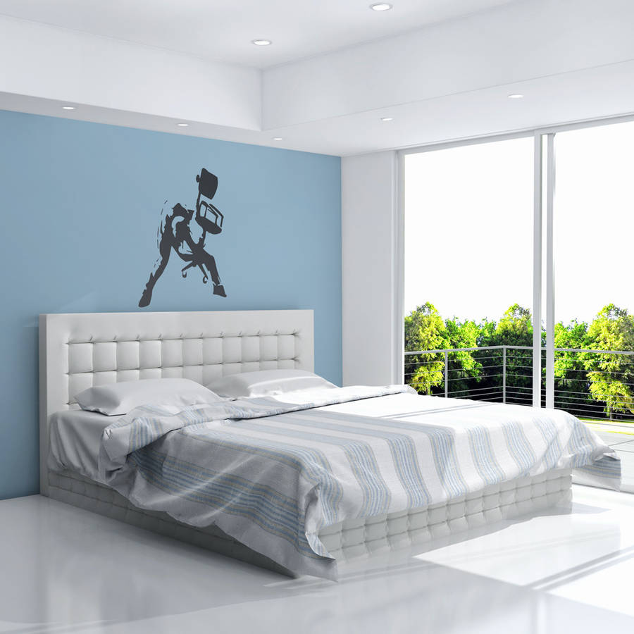 banksy rockstar office worker wall art by vinyl revolution