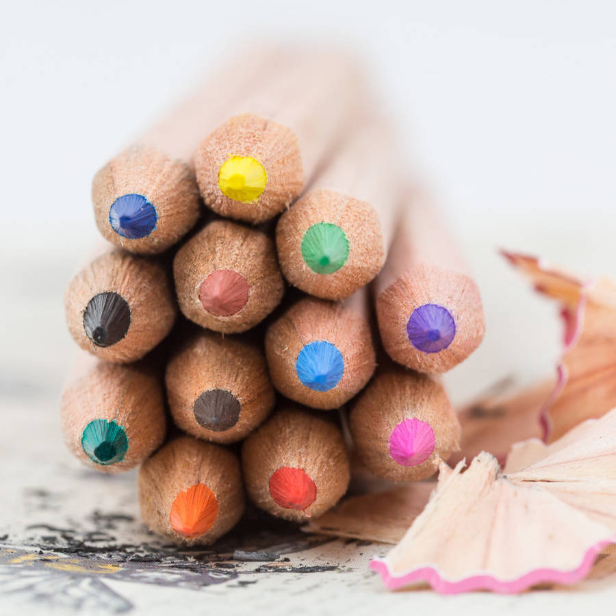 12 Personalised Natural Wood Colouring Pencils, 1 of 5