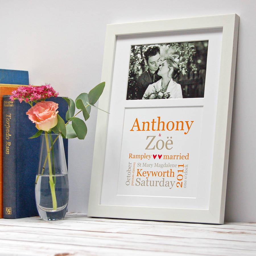 Personalised Typographic Wedding Photo Print By Spotty N