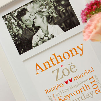 Personalised Typographic Wedding Photo Print, 5 of 9