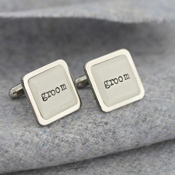 Personalised White Wedding Party Cufflinks, 3 of 5