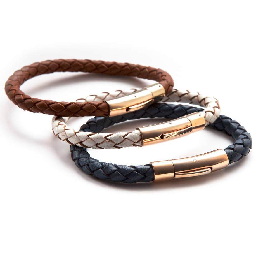 Luxury Rose Gold And Leather Bracelet, 1 of 3
