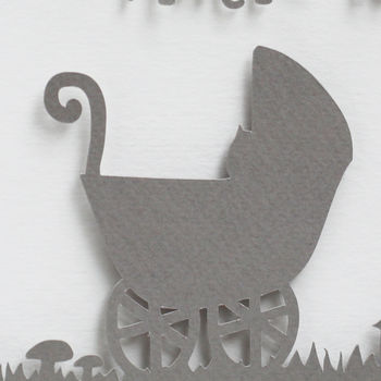 New Baby Christening Papercut Gift In Mount, 3 of 4